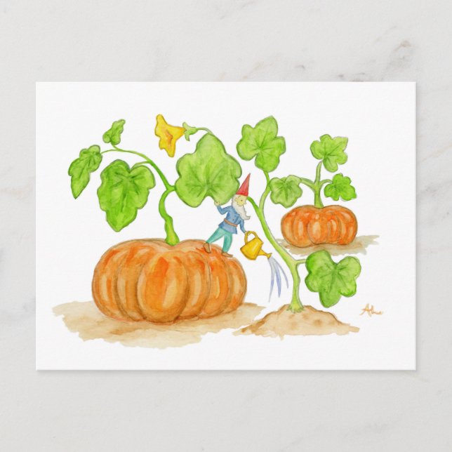 Cartão postal Pumpkin Patch Gnomo (Frente)