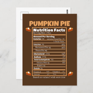 Cartão Postal Pumpkin pie Nutrição fatos