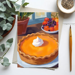 Cartão Postal Pumpkin Pie | Thanksgiving Watercolor Painting