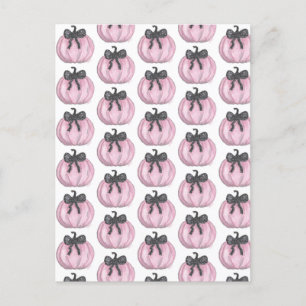 Cartão Postal Pumpkin rosa com arco preto