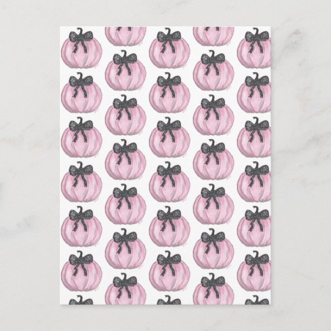 Cartão Postal Pumpkin rosa com arco preto (Frente)