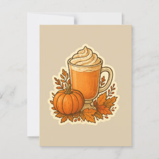 Cartão Postal Pumpkin Spice Bebe com Folhas de outono
