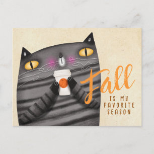 Cartão Postal Pumpkin Spice Cat Ação de Graças