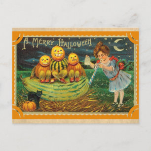 Cartão Postal Pumpkin vitoriano da safra das bruxas