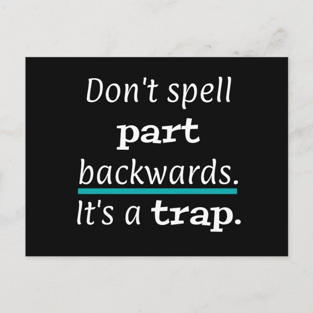 Cartão Postal PUN Não Ortografar Peças Voltas Engraçado (Frente)