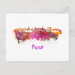 Cartão Postal Pune skyline em aquarela