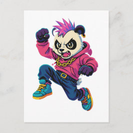 Cartão Postal Punk Panda Power