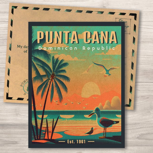 Cartão Postal Punta Cana DR. Retro Seagull Souvenir 1950 (Criador carregado)