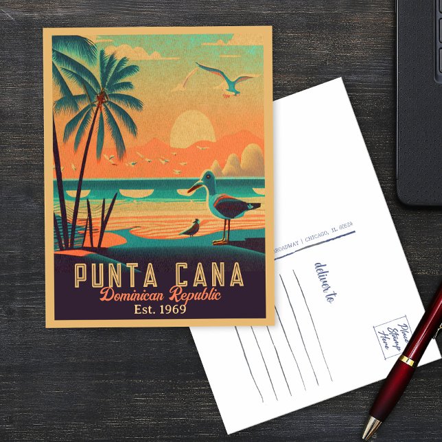 Cartão Postal Punta Cana DR. Retro Sunset Souvenirs 1960 (Criador carregado)
