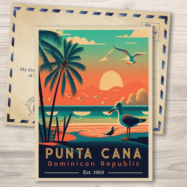 Cartão Postal Punta Cana DR. Retro Sunset Souvenirs 1960 (Criador carregado)