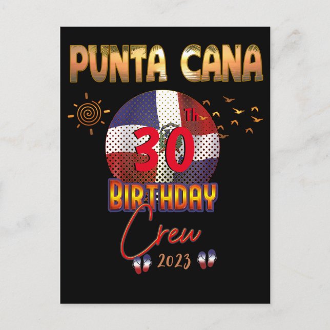 Cartão Postal Punta Cana República Dominicana Aniversário  (Frente)