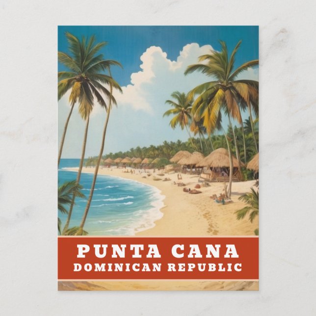 Cartão Postal Punta Cana República Dominicana Viagem Retro Vinta (Frente)