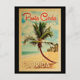 Cartão Postal Punta Gorda Florida Palm Tree Beach Viagens vintag