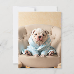 Cartão Postal Pup amperado em uma bathrobe - Cachorro engraçado