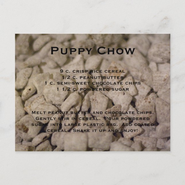 Cartão Postal Puppy Chow Recipe (Frente)