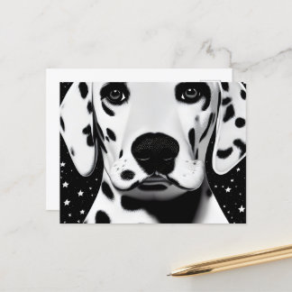 Cartão Postal Puppy Dalmaciano, Retro-Cónico Branco e Negro