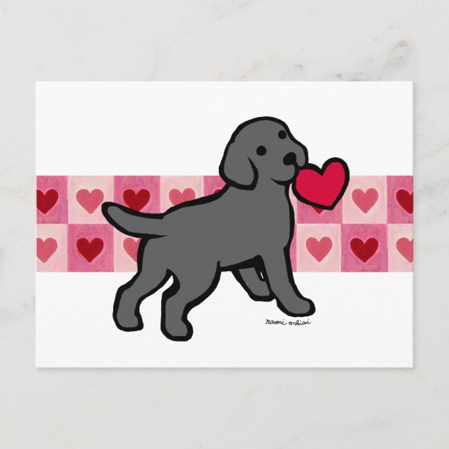Cartão Postal Puppy e Red Heart (Frente)