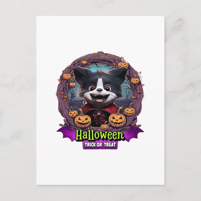 Cartão Postal Puppy Halloween Costume (Frente)