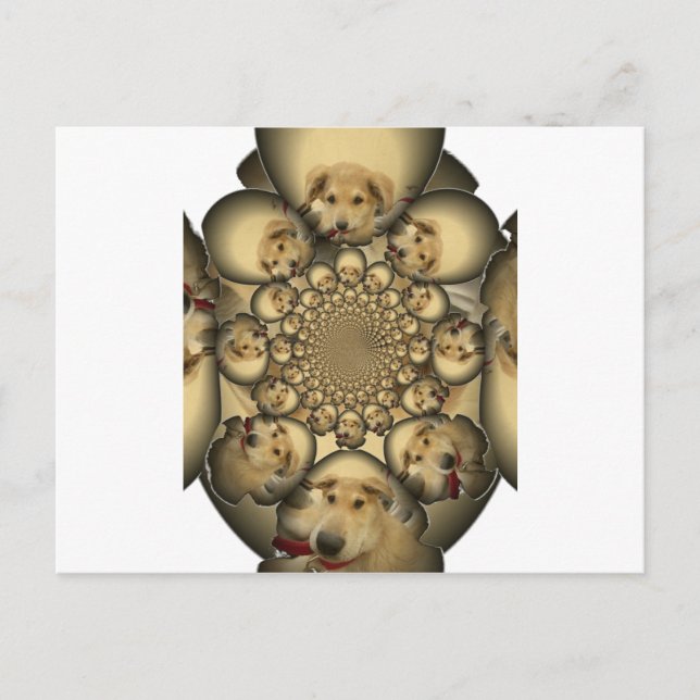 Cartão Postal Puppy Kaleidoscope Art Impressão (Frente)