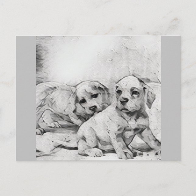Cartão Postal puppy love in gray (Frente)