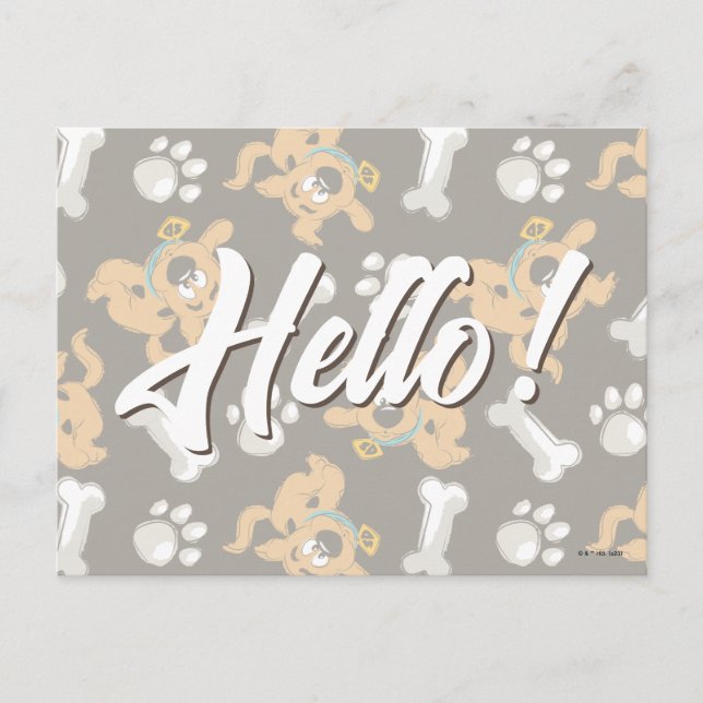 Cartão Postal Puppy Scooby-Doo Bone & Paw Print Patterno (Frente)