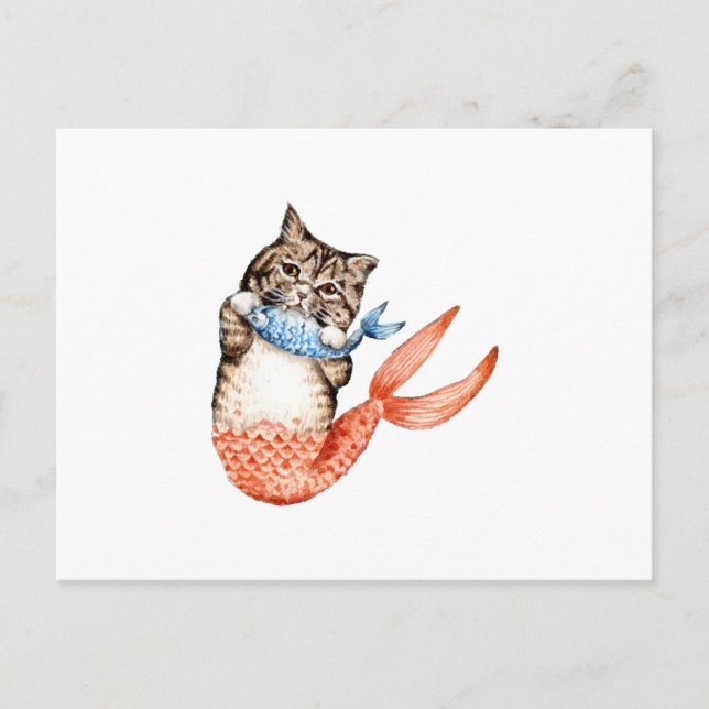 Cartão Postal Purmaid Cat Mermaid (Frente)
