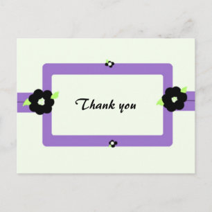 Cartão Postal Puro e Preto Floral Obrigado