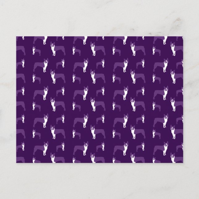 Cartão Postal Purple boston terrier (Frente)