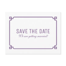 Cartão postal Purple Deco Chic Save the Date