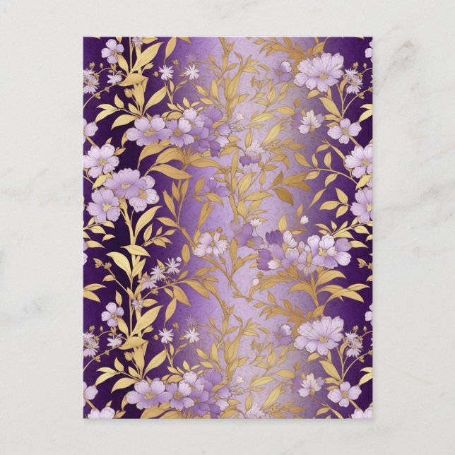 Cartão Postal Purple Floral Chiyogami (Frente)