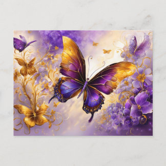 Cartão Postal Purple & Gold Butterfly # 15