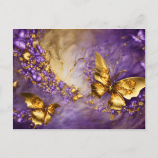 Cartão Postal Purple & Gold Butterfly # 18