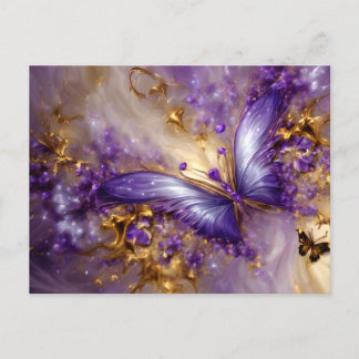 Cartão Postal Purple & Gold Butterfly # 23