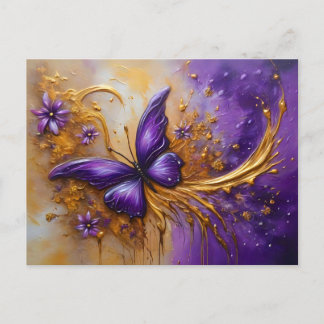Cartão Postal Purple & Gold Butterfly # 4