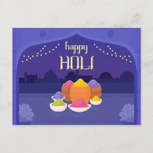 Cartão Postal Purple Holi Night, pó a cores