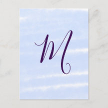 Purple pastel watercolor monogram name letterretro