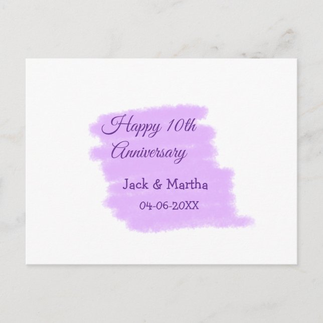 Cartão Postal Púrpura aquarela esplaquecer o 10º aniversário mod (Frente)