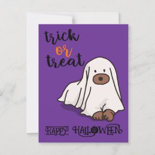 Cartão Postal Púrpura Cachorro Fantasma Personalizada do Hallowe
