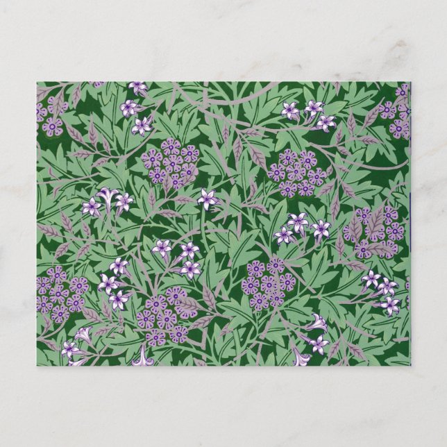 Cartão Postal Púrpura-Lilac, padrão floral vintage (Frente)