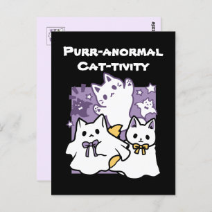 Cartão Postal Purr-anormal Cat tivity - Halloween Cat Design