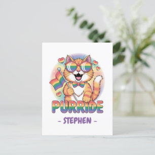 Cartão Postal Purride - Laranja Cat com Sinalizador Orgulho LGBT