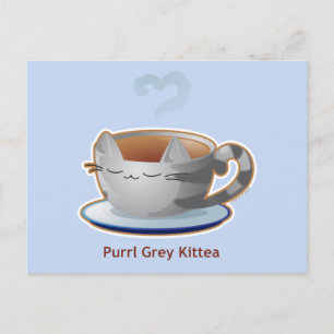 Cartão Postal Purrista Pawfee: Cinza Gatinho Tea Mug