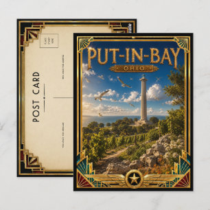 Cartão Postal Put-in-Bay Ohio Vintage Arte Deco Idade Dourada
