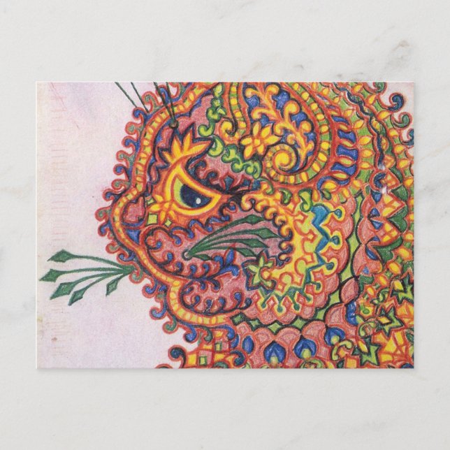 Cartão Postal PySchedulelic Cat Por Louis Wain (Frente)