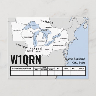Cartão Postal QSL Card Great Lakes Map