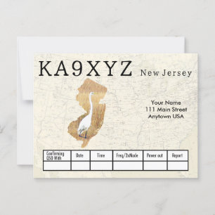 Cartão Postal QSL Personalizado de Corte em Forma de Nova Jersey