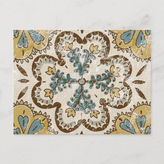 Cartão Postal Quadrado de Batik Não Embelezado II (Frente)