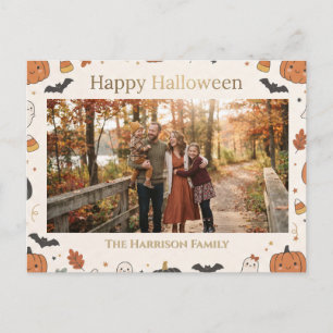 Cartão Postal Quadro Customizável Fofo Kawaii Feliz Halloween