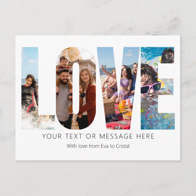 Cartão Postal Quadro de Fotografias de Amor Preto e Branco (Frente)