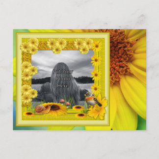Cartão Postal Quadro de Fotografias de Girassol Amarelo Sunshine